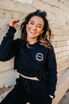 Black Merbabe Fleece Cropped Hoodie